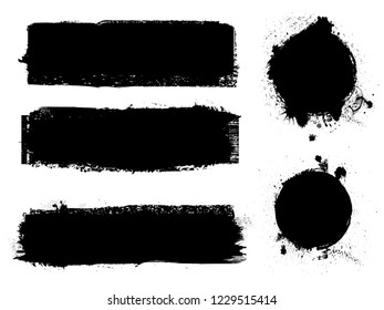 Hand drawn scribble symbols isolated on white background. Doodle style sketched Elements. Ink blots. Vector Grunge Brushes Stroke . Circle Frame. Logo Design .