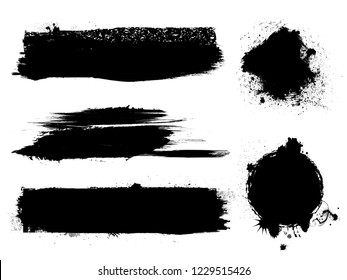 Hand drawn scribble symbols isolated on white background. Doodle style sketched Elements. Ink blots. Vector Grunge Brushes Stroke . Circle Frame. Logo Design .