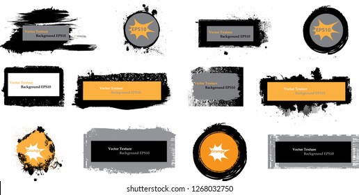 Hand drawn scribble symbols isolated on white background. Doodle style sketched Elements. Ink blots. Vector Grunge Brushes Stroke . Circle Frame. Logo Design .