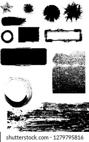 Hand drawn scribble symbols isolated on white background. Doodle style sketched Elements. Ink blots. Vector Grunge Brushes Stroke . Circle Frame. Logo Design .