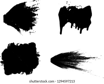 Hand drawn scribble symbols isolated on white background. Doodle style sketched Elements. Ink blots. Vector Grunge Brushes Stroke . 