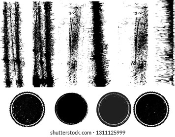 Hand drawn scribble symbols isolated on white background. Doodle style sketched Elements. Ink blots. Vector Grunge Brushes Stroke . Circle Frame. Logo Design .