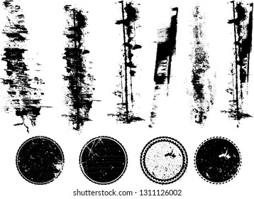 Hand drawn scribble symbols isolated on white background. Doodle style sketched Elements. Ink blots. Vector Grunge Brushes Stroke . Circle Frame. Logo Design .