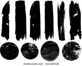 Hand drawn scribble symbols isolated on white background. Doodle style sketched Elements. Ink blots. Vector Grunge Brushes Stroke . Circle Frame. Logo Design .