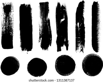 Hand drawn scribble symbols isolated on white background. Doodle style sketched Elements. Ink blots. Vector Grunge Brushes Stroke . Circle Frame. Logo Design .