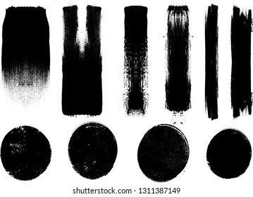 Hand drawn scribble symbols isolated on white background. Doodle style sketched Elements. Ink blots. Vector Grunge Brushes Stroke . Circle Frame. Logo Design .