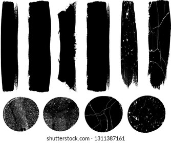 Hand drawn scribble symbols isolated on white background. Doodle style sketched Elements. Ink blots. Vector Grunge Brushes Stroke . Circle Frame. Logo Design .