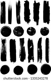 Hand drawn scribble symbols isolated on white background. Doodle style sketched Elements. Ink blots. Vector Grunge Brushes Stroke . Circle Frame. Logo Design .