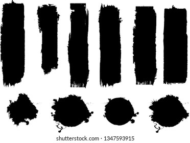 Hand drawn scribble symbols isolated on white background. Doodle style sketched Elements. Ink blots. Vector Grunge Brushes Stroke 