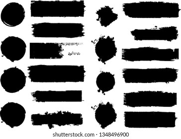 Hand drawn scribble symbols isolated on white background. Doodle style sketched Elements. Ink blots. Vector Grunge Brushes Stroke 