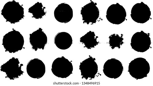 Hand drawn scribble symbols isolated on white background. Doodle style sketched Elements. Ink blots. Vector Grunge Brushes Stroke 