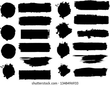 Hand drawn scribble symbols isolated on white background. Doodle style sketched Elements. Ink blots. Vector Grunge Brushes Stroke 