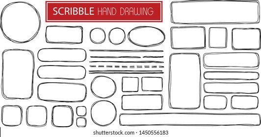 Hand drawn scribble symbols isolated on white