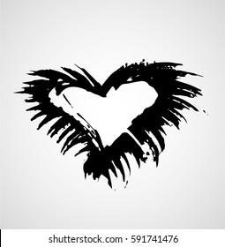 Hand drawn scribble symbols isolated on white background. Doodle style sketched Elements. Ink blots.  Black Heart Stain.