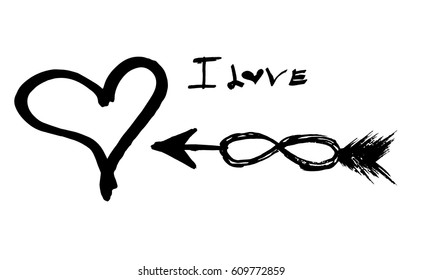 Hand drawn scribble symbols isolated on white background. Doodle style sketched Elements. Ink blots. 