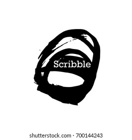 Hand drawn scribble symbols isolated on white background. Doodle style sketched Elements. Ink blots. Vector Grunge Brushes Stroke . Circle Frame. Logo Design .