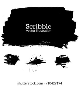 Hand drawn scribble symbols isolated on white background. Doodle style sketched Elements. Ink blots. Vector Grunge Brushes Stroke . Circle Frame. Logo Design .