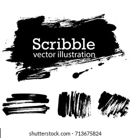 Hand drawn scribble symbols isolated on white background. Doodle style sketched Elements. Ink blots. Vector Grunge Brushes Stroke . Circle Frame. Logo Design .