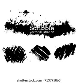 Hand drawn scribble symbols isolated on white background. Doodle style sketched Elements. Ink blots. Vector Grunge Brushes Stroke . Circle Frame. Logo Design .