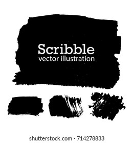 Hand drawn scribble symbols isolated on white background. Doodle style sketched Elements. Ink blots. Vector Grunge Brushes Stroke . Circle Frame. Logo Design .
