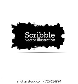 Hand drawn scribble symbols isolated on white background. Doodle style sketched Elements. Ink blots. Vector Grunge Brushes Stroke . Circle Frame. Logo Design .