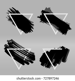 Hand drawn scribble symbols isolated on white background. Doodle style sketched Elements. Ink blots. Vector Grunge Brushes Stroke . Circle Frame. Logo Design .