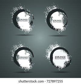 Hand drawn scribble symbols isolated on white background. Doodle style sketched Elements. Ink blots. Vector Grunge Brushes Stroke . Circle Frame. Logo Design .