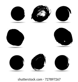 Hand drawn scribble symbols isolated on white background. Doodle style sketched Elements. Ink blots. Vector Grunge Brushes Stroke . Circle Frame. Logo Design .