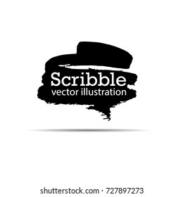 Hand drawn scribble symbols isolated on white background. Doodle style sketched Elements. Ink blots. Vector Grunge Brushes Stroke . Circle Frame. Logo Design .