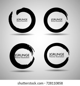 Hand drawn scribble symbols isolated on white background. Doodle style sketched Elements. Ink blots. Vector Grunge Brushes Stroke . Circle Frame. Logo Design .