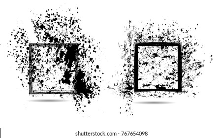 Hand drawn scribble symbols isolated on white background. Doodle style sketched Elements. Ink blots. Vector Grunge Brushes Stroke . Circle Frame. Logo Design .