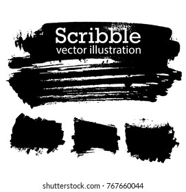 Hand drawn scribble symbols isolated on white background. Doodle style sketched Elements. Ink blots. Vector Grunge Brushes Stroke . Circle Frame. Logo Design .