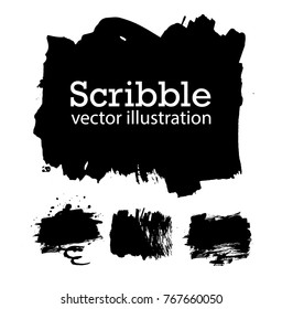 Hand drawn scribble symbols isolated on white background. Doodle style sketched Elements. Ink blots. Vector Grunge Brushes Stroke . Circle Frame. Logo Design .