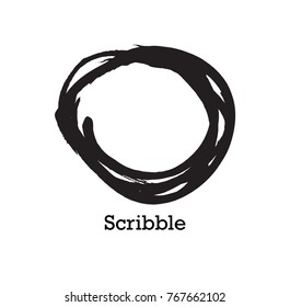 Hand drawn scribble symbols isolated on white background. Doodle style sketched Elements. Ink blots. Vector Grunge Brushes Stroke . Circle Frame. Logo Design .