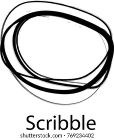Hand drawn scribble symbols isolated on white background. Doodle style sketched Elements. Ink blots. Vector Grunge Brushes Stroke . Circle Frame. Logo Design .