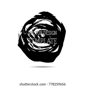 Hand drawn scribble symbols isolated on white background. Doodle style sketched Elements. Ink blots. Vector Grunge Brushes Stroke . Circle Frame. Logo Design .