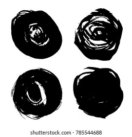 Hand drawn scribble symbols isolated on white background. Doodle style sketched Elements. Ink blots. Vector Grunge Brushes Stroke . Circle Frame. Logo Design .