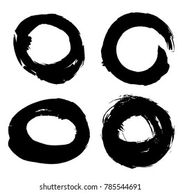 Hand drawn scribble symbols isolated on white background. Doodle style sketched Elements. Ink blots. Vector Grunge Brushes Stroke . Circle Frame. Logo Design .