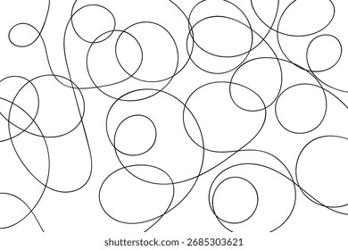 Textura de rabisco desenhada à mão com curvas e círculos. Resumo. Ilustração vetorial