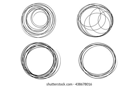 Hand Drawn Scribble.Handmade Black.Circles.