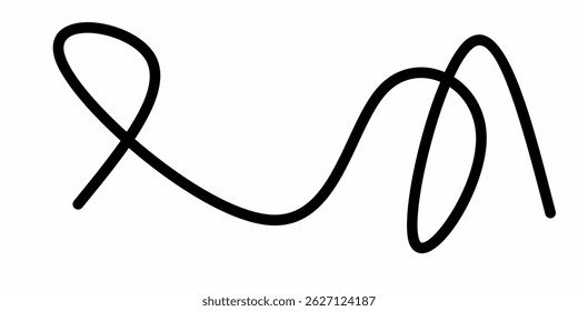 rabiscos desenhados à mão Preto girando e linhas sinuosas. A caligrafia desenhada à mão gira. Linhas onduladas pretas. Ilustração vetorial em estilo rabisco