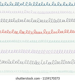 Hand drawn scribbles, calligraphy loops, handwriting, stripes, lines. Back to school vector seamless pattern background
