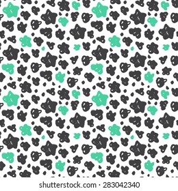 Hand drawn scribbles pattern with flowers.