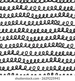 Scribbles desenhados à mão listrado sem costura Padrão. Fundo monocromático preto e branco para design. Esboço de textura abstrata