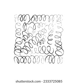 Hand drawn scribbles vector. Doodle, ink brush shapes, random chaotic lines. Charcoal pencil curly lines and squiggles, wide strokes. Black pencil sketches, drawings.