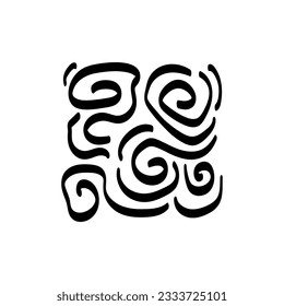 Hand drawn scribbles vector. Doodle, ink brush shapes, random chaotic lines. Charcoal pencil curly lines and squiggles, wide strokes. Black pencil sketches, drawings.