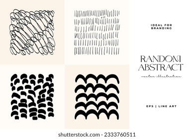 Hand drawn scribbles vector set. Doodle, ink brush shapes, random chaotic lines. Charcoal pencil curly lines and squiggles, wide strokes. Black pencil sketches, drawings.