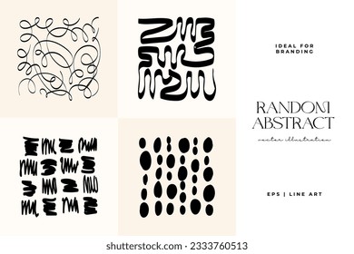 Hand drawn scribbles vector set. Doodle, ink brush shapes, random chaotic lines. Charcoal pencil curly lines and squiggles, wide strokes. Black pencil sketches, drawings.