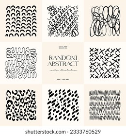 Hand drawn scribbles vector set. Doodle, ink brush shapes, random chaotic lines. Charcoal pencil curly lines and squiggles, wide strokes. Black pencil sketches, drawings.