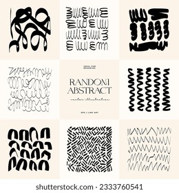 Hand drawn scribbles vector set. Doodle, ink brush shapes, random chaotic lines. Charcoal pencil curly lines and squiggles, wide strokes. Black pencil sketches, drawings.